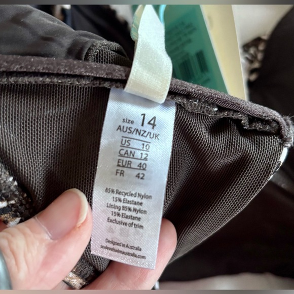 NWT Sea Level Swim Size 10 Beige Bikini Top Macrame Longline Wildside Multifit - Picture 8 of 9